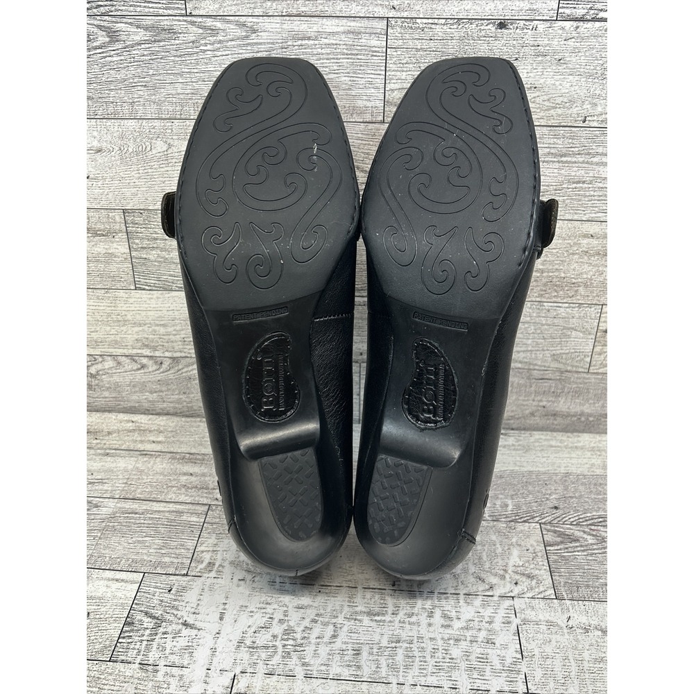 Born Blanche Buckle Strap Black Leather Kitten Heel Slip On Loafers Women Sz 10 - Picture 12 of 12
